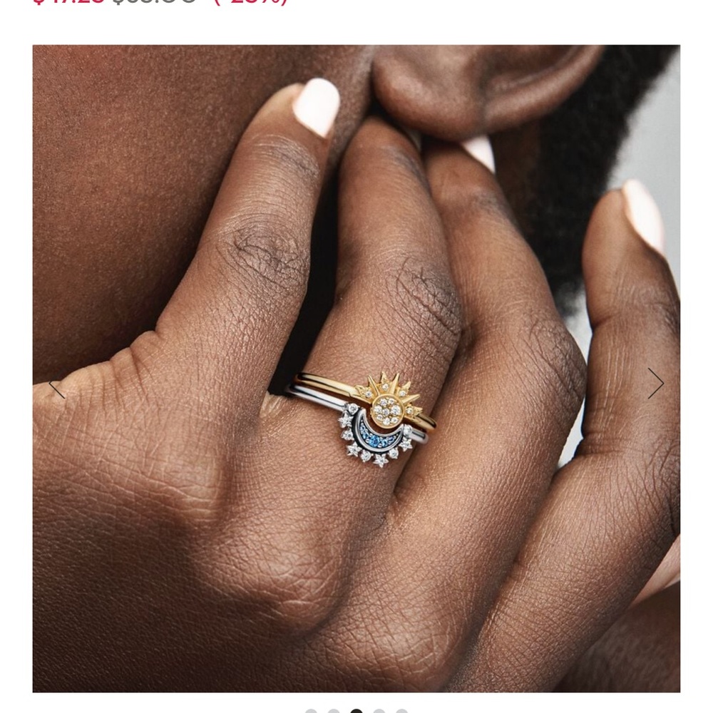 Gold and Silver Sun and Moon Ring Set PANDORA